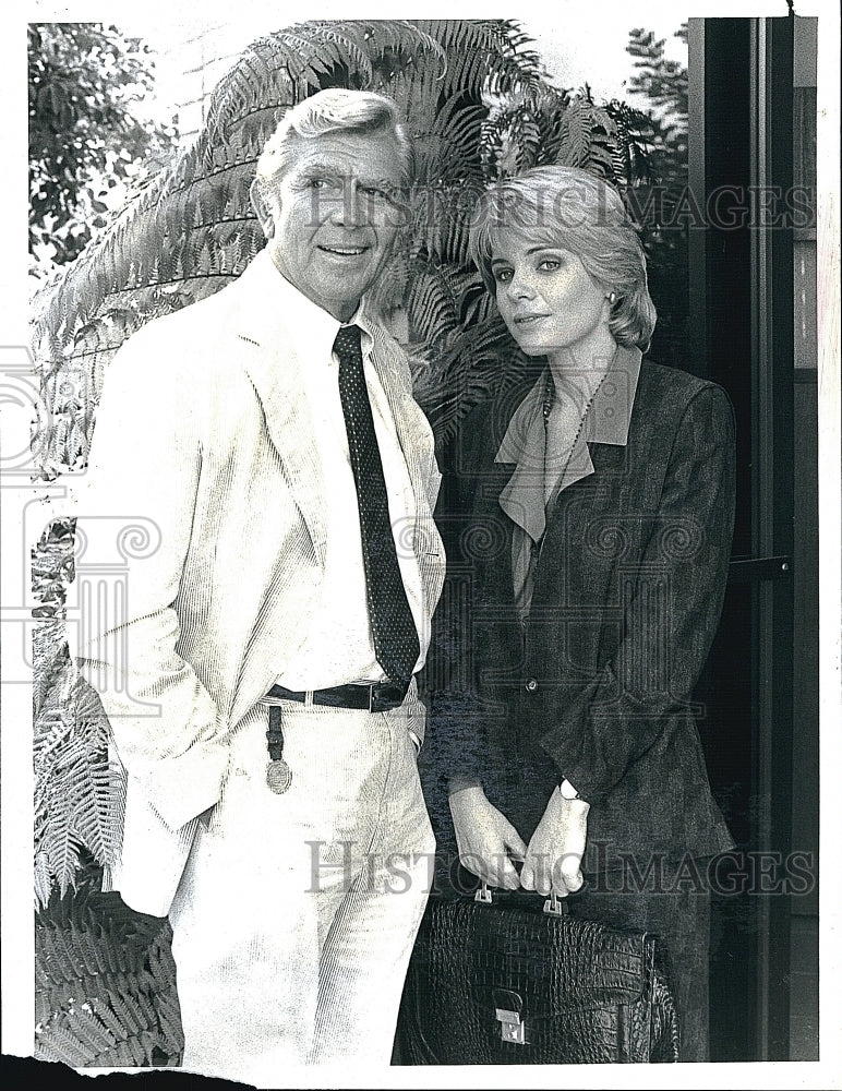 1987 Press Photo Andy Griffith and Lori Lethin in &quot;Matlock&quot;- Historic Images