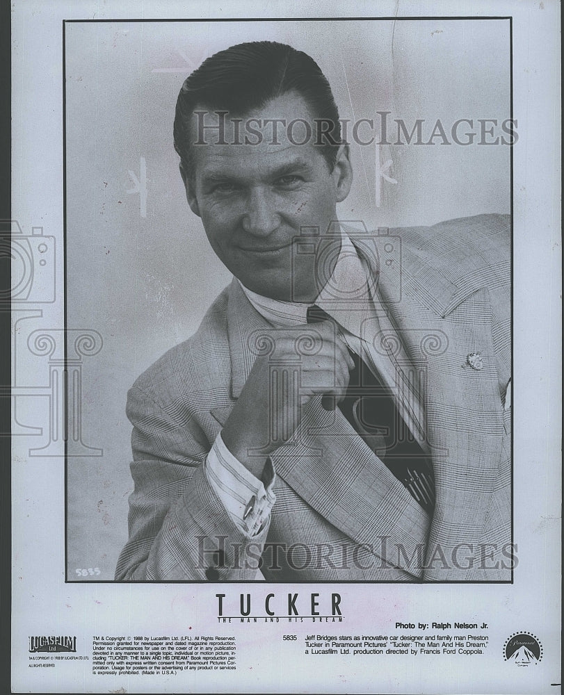 1988 Press Photo &quot;Tucker: The Man &amp; His Dream&quot; Jeff Bridges stars- Historic Images