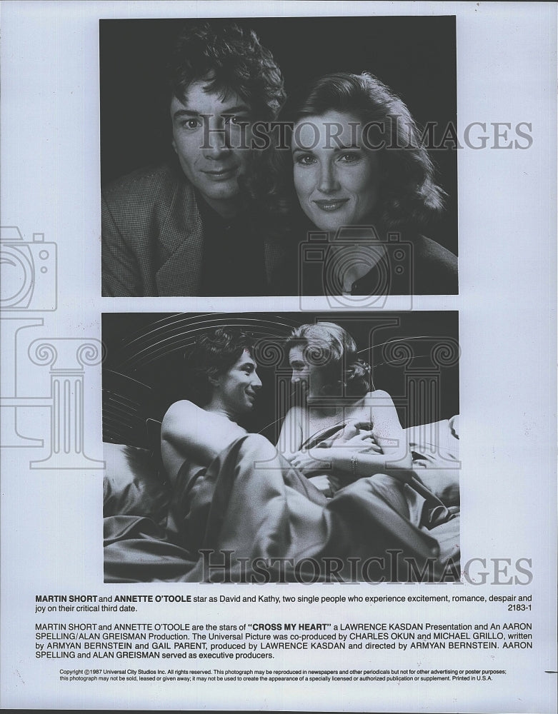 1987 Press Photo Martin Short and Annette O&#39;Toole in &quot;Cross My Heart&quot;- Historic Images