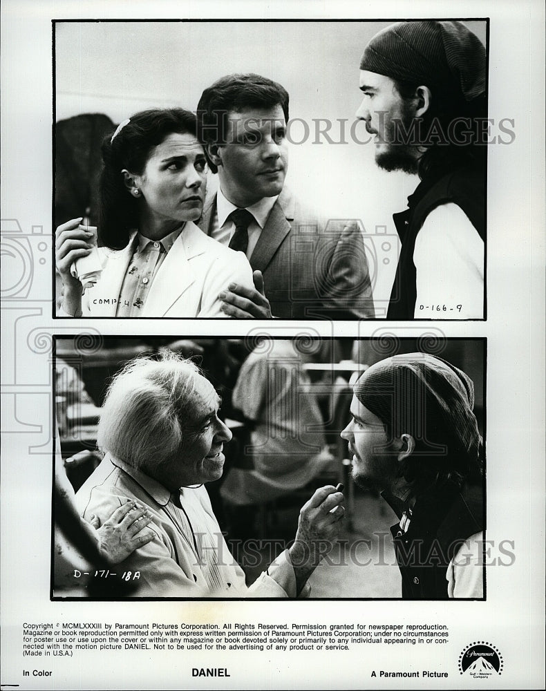 1983 Press Photo Timothy Hutton Tovah Feldshuh and Colin Stinton in &quot;Daniel&quot;- Historic Images