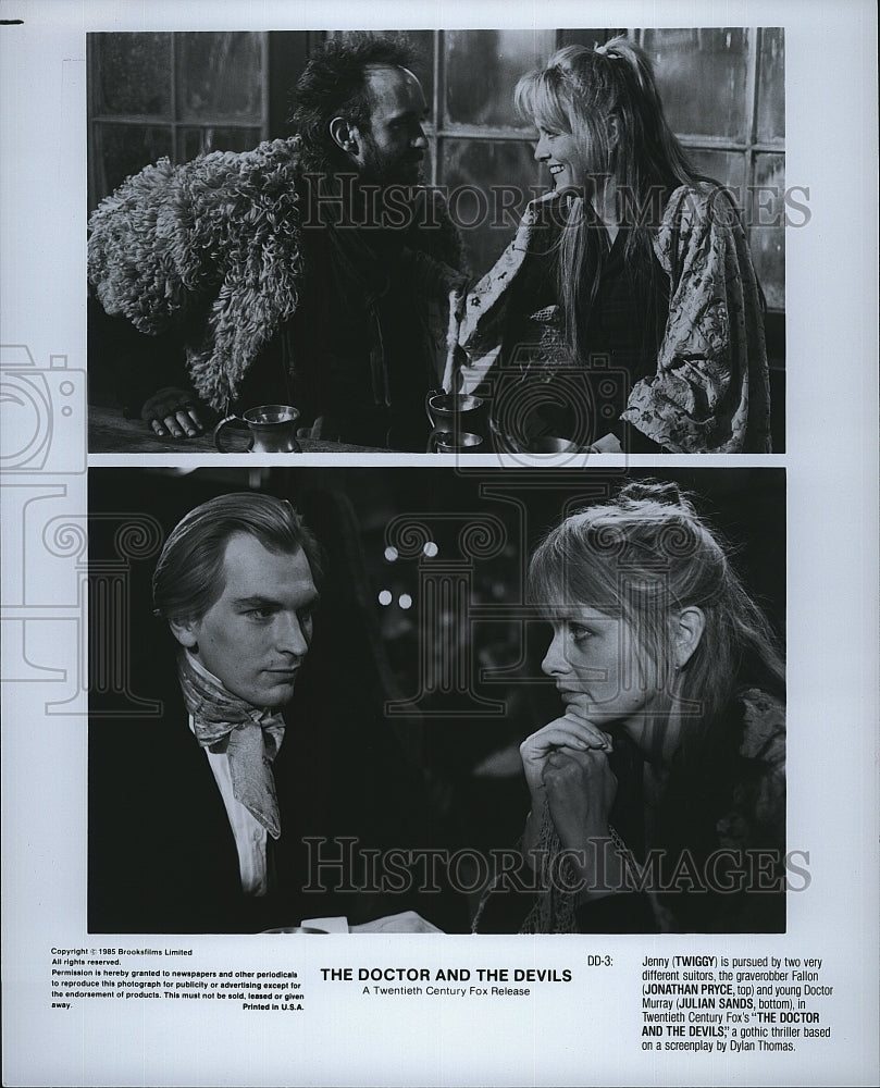 1985 Press Photo &quot;The Doctor &amp; The Devils&quot; Twiggy, Jonathan Pryce, Julian Sands- Historic Images