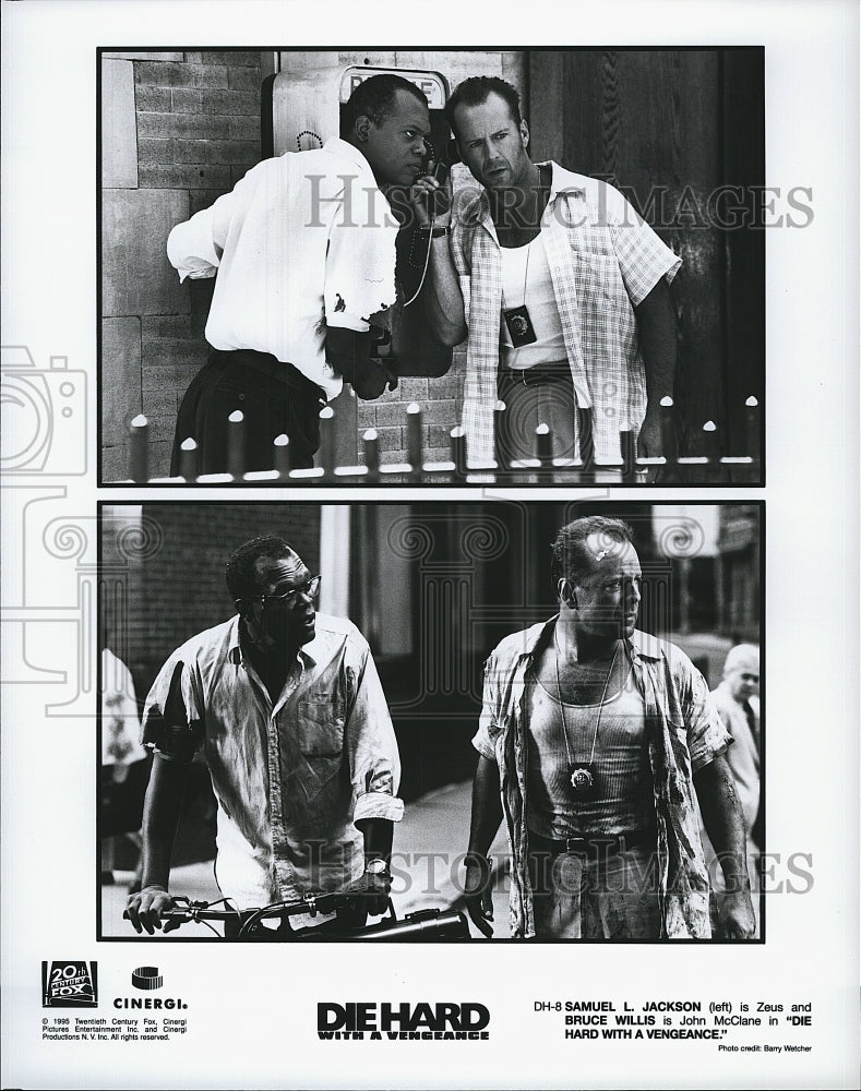 1985 Press Photo &quot;Die Hard with a Vengeance&quot; Bruce Willis, Samue L. Jackson- Historic Images