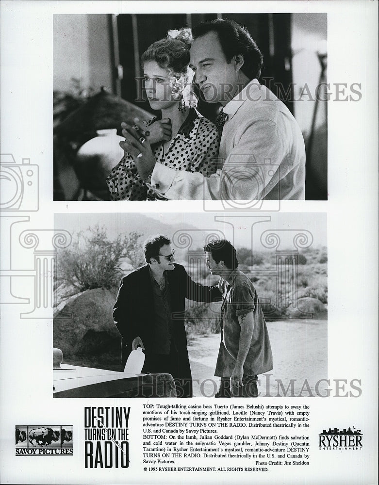 1995 Press Photo James Belushi and Nancy Travis in &quot;Destiny Turns on the Radio&quot;- Historic Images