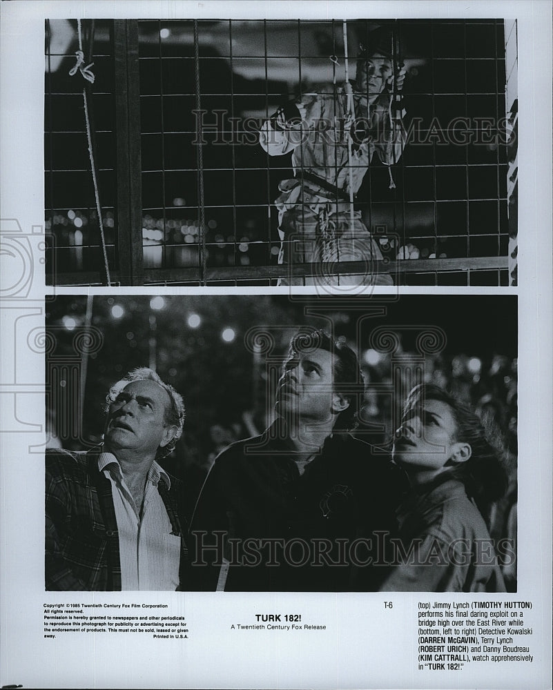 1985 Press Photo &quot;Turk 182!&quot;  Timothy Hutton,Darren McGavin,R Urich,K Catrall- Historic Images