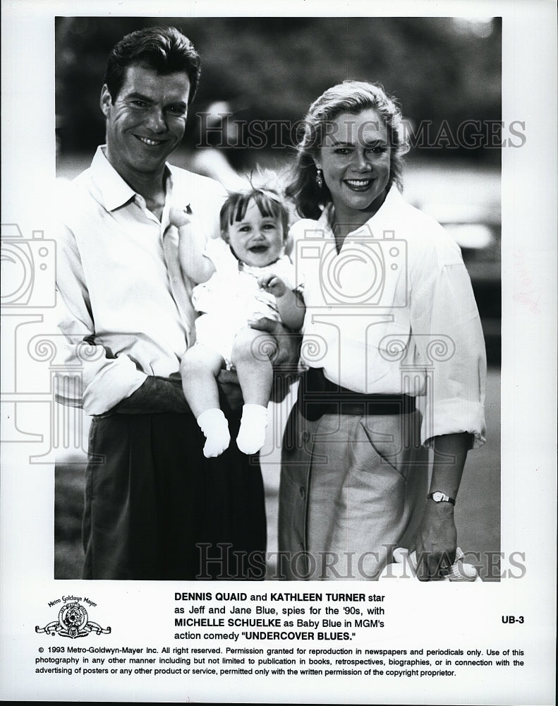 1993 Press Photo Dennis Quaid and Kathleen Turner in &quot;Undercover Blues&quot;- Historic Images