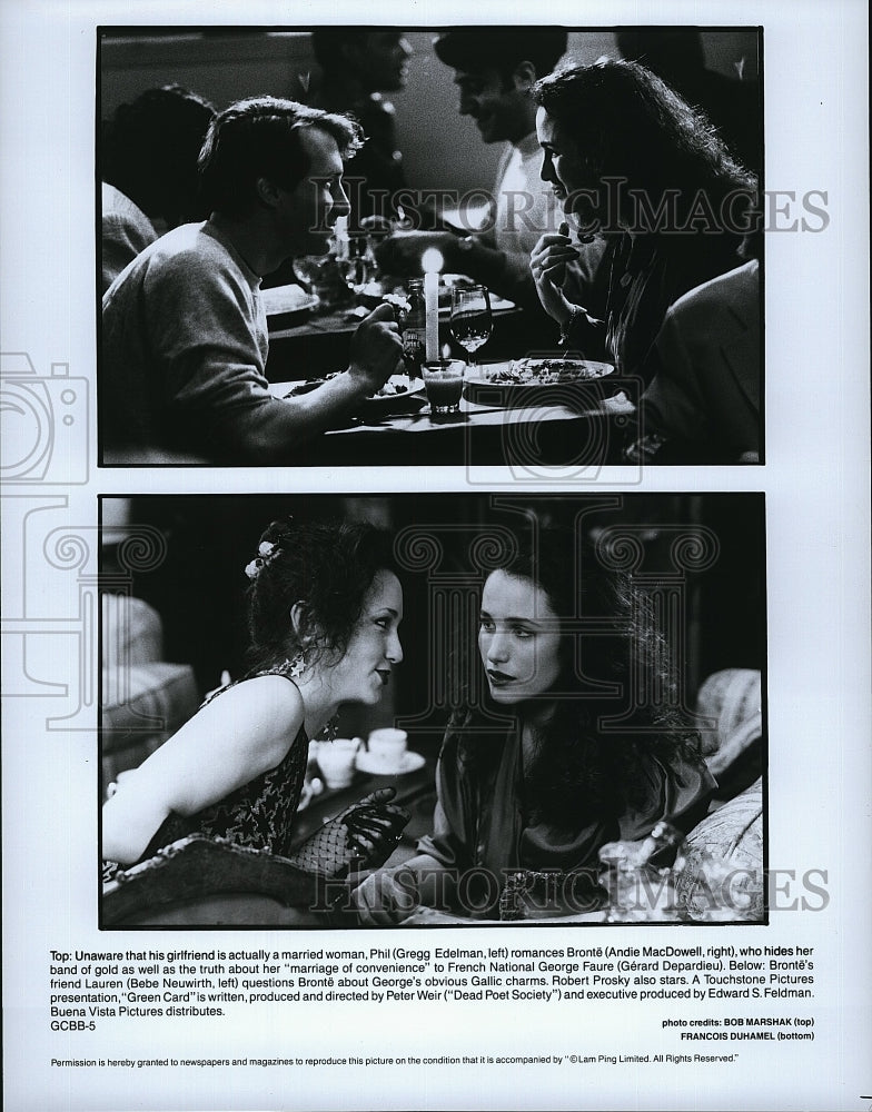 Press Photo Gregg Edelman Andie MacDowell Gerard Depardieu Bebe Neuwirth Actress- Historic Images