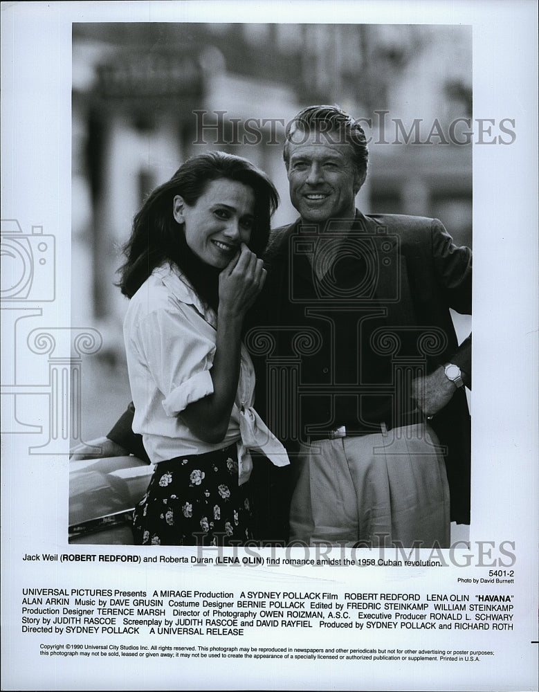 1990 Press Photo Robert Redford American Actor Lena Olin Actress Havana Movie - Historic Images