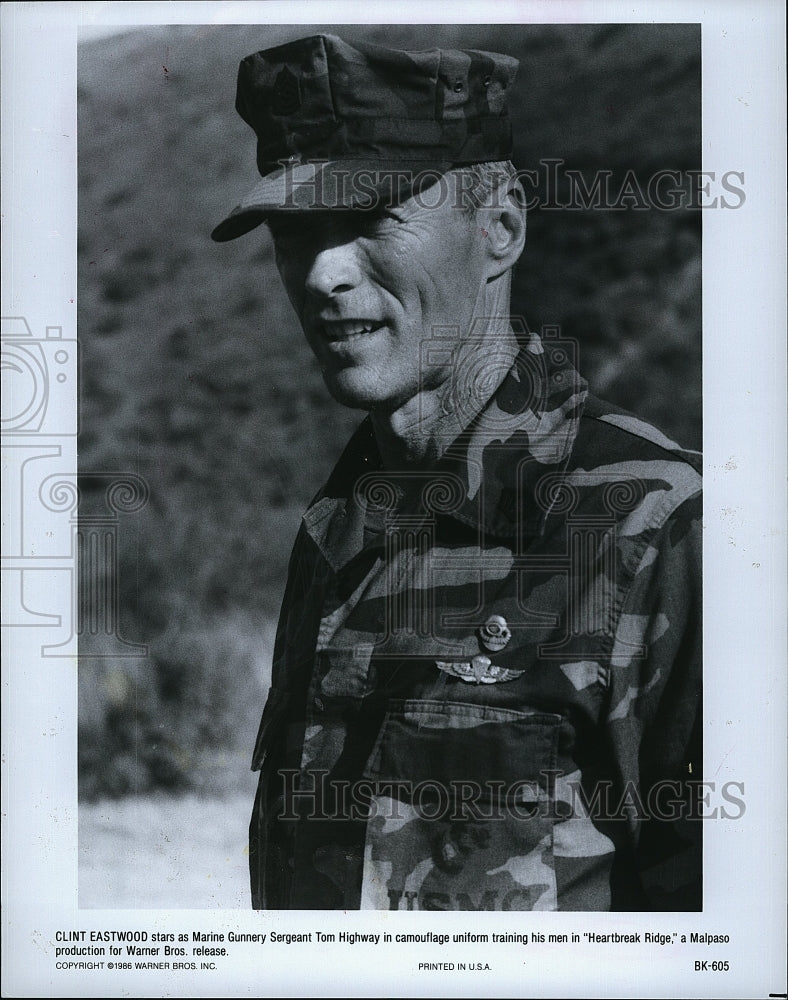 1986 Press Photo &quot;Heartbreak Ridge&quot; Clint Eastwood stars- Historic Images