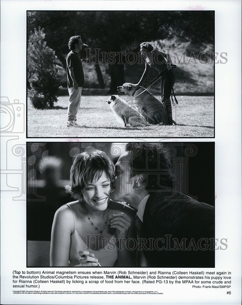 2001 Press Photo Rob Schneider &amp; Coleen Haskell Star In - Historic Images