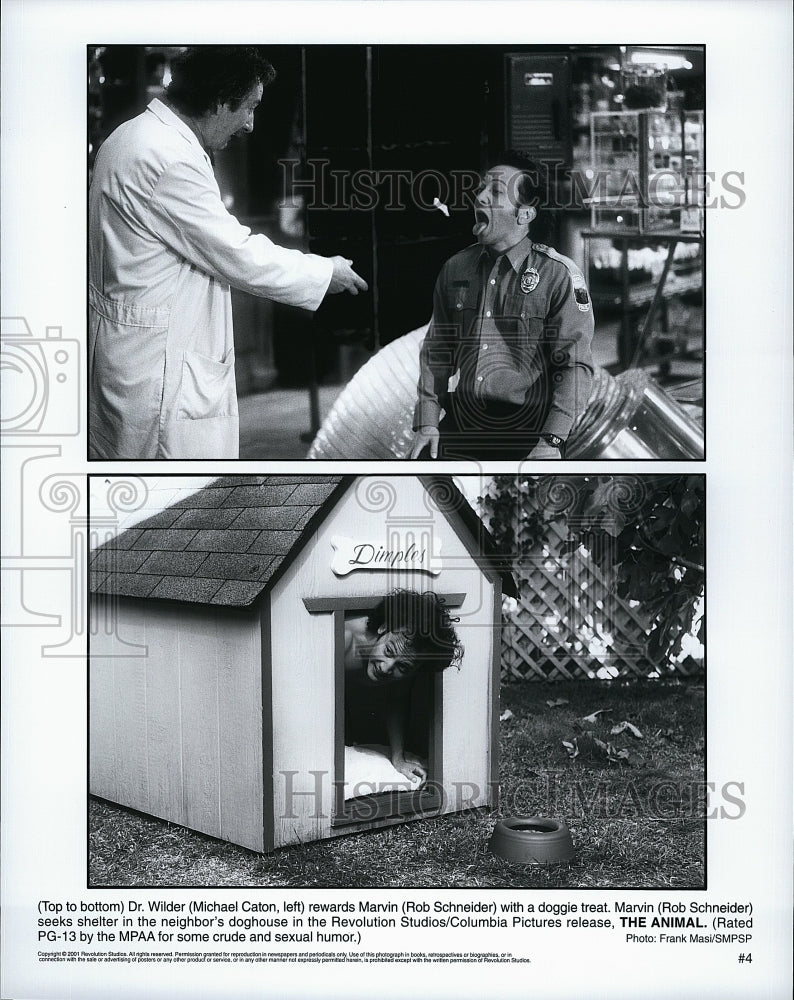 2001 Press Photo Rob Schneider &amp; Michael Caton Star In &quot;The Animal&quot;- Historic Images