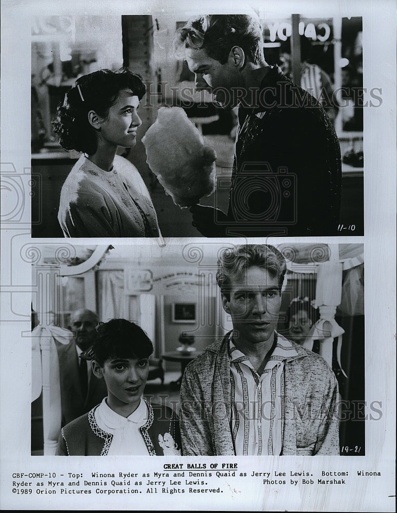 1981 Press Photo Winona Ryder Actress Dennis Quaid Actor Great Balls Of Fire- Historic Images