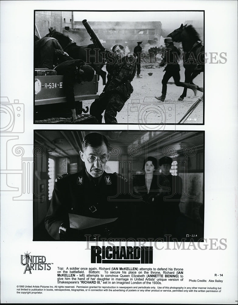 1995 Press Photo Richard III Ian McKellen Annette Benning- Historic Images