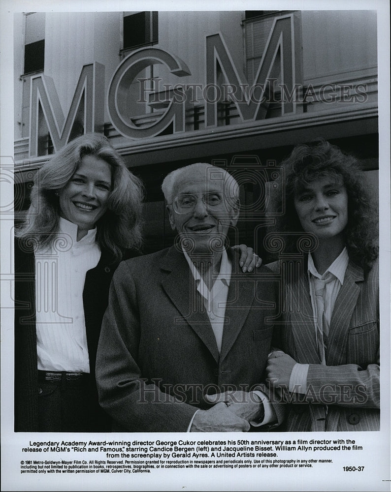 1981 Press Photo &quot;Rich &amp; Famous&quot; director George Cukor, Candice Bergen- Historic Images