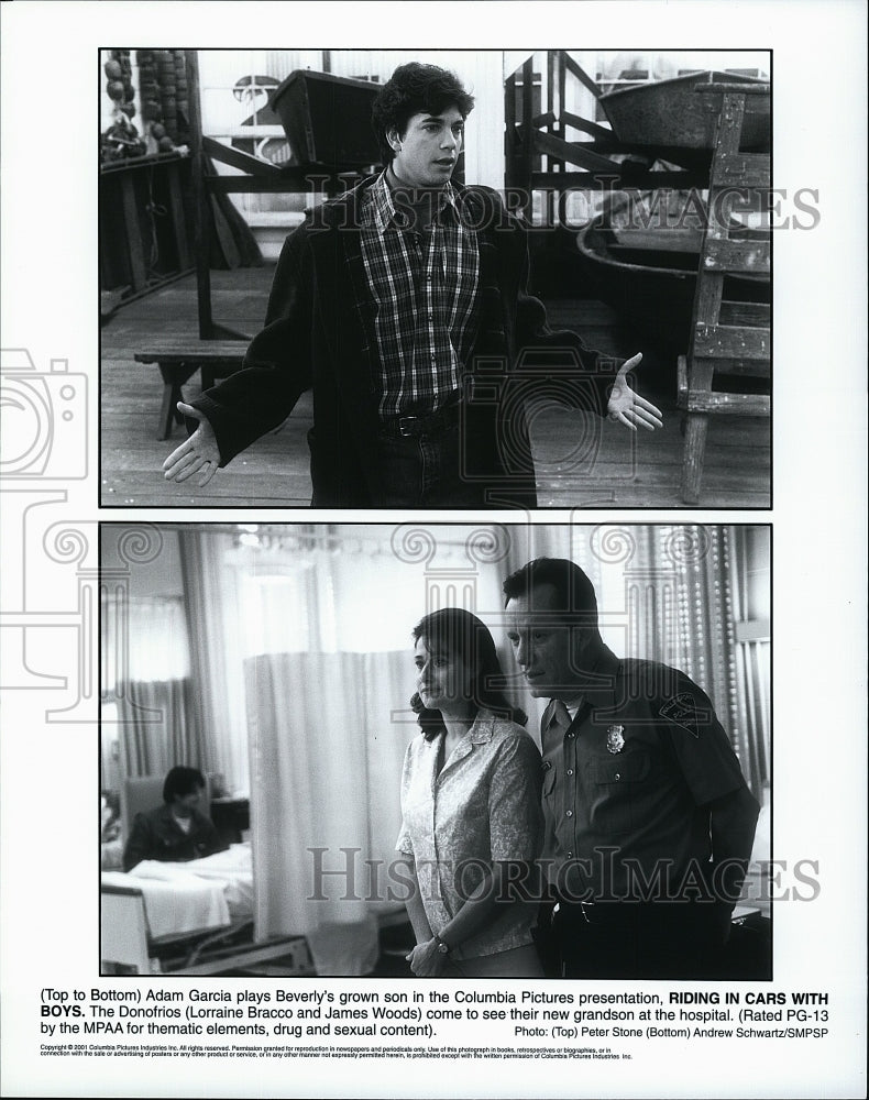 2001 Press Photo Actor Adam Garcia &amp; James Woods in &quot;Riding in Cars with Boys&quot;- Historic Images