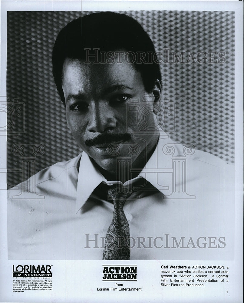 1987 Press Photo &quot;Action Jackson&quot; Carl Weathers stars- Historic Images