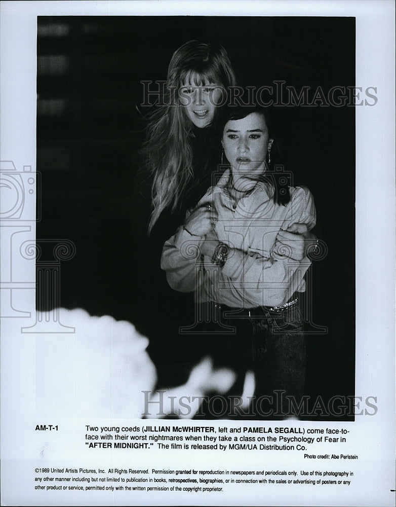 1989 Press Photo Jillian McWhirter Actress Pamela Segall After Midnight Movie- Historic Images