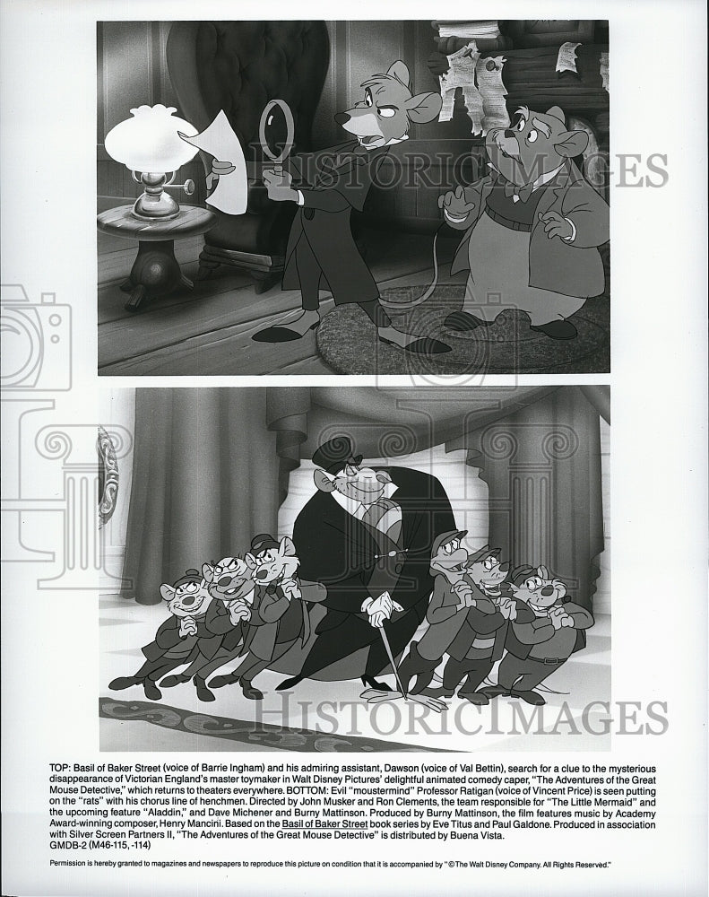 1986 Press Photo &quot;The Adventures of the Great Mouse Detective&quot; animation- Historic Images