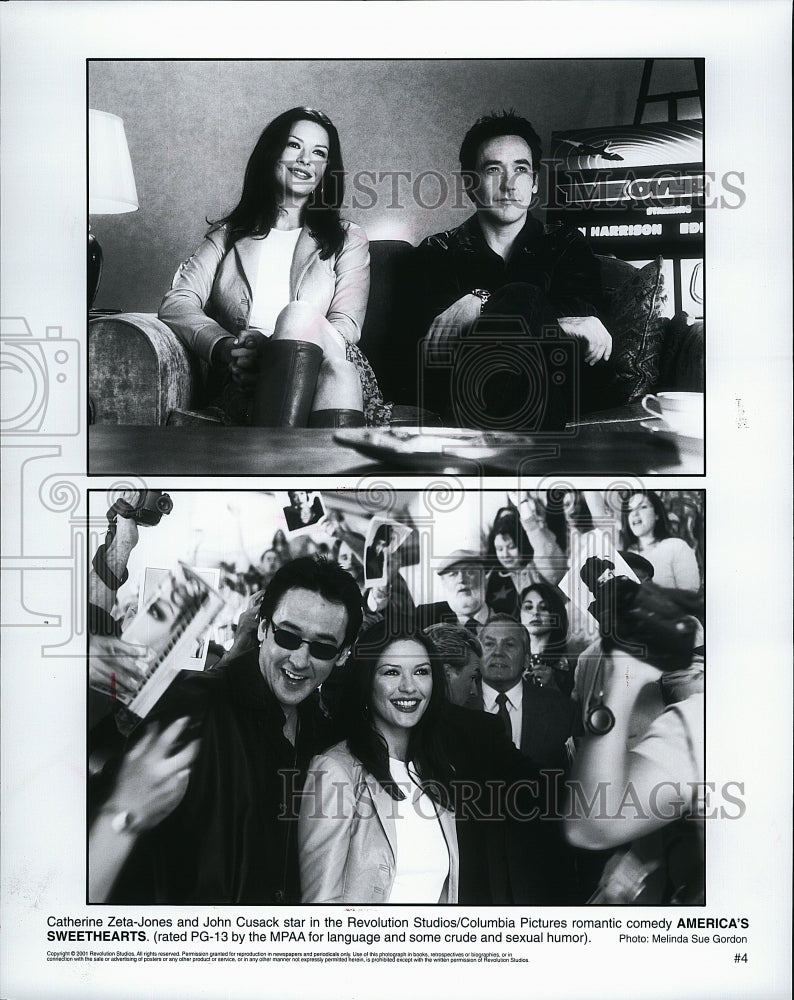 2001 Press Photo &quot;America&#39;s Sweethearts&quot; Catherine Zeta Jones,John Cusack- Historic Images