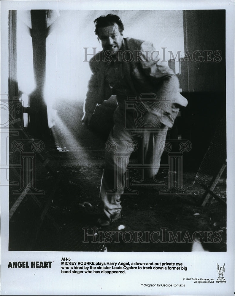 1987 Press Photo Mickey Rourke Actor Angel Heart Psychological Horror Film Movie- Historic Images