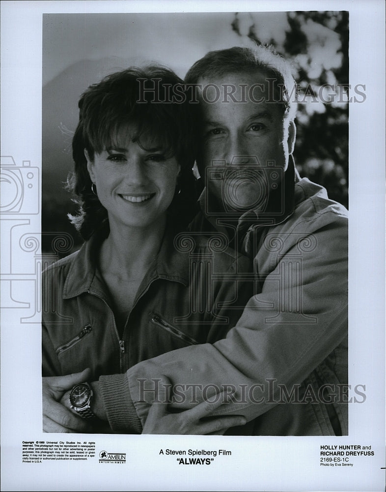 1989 Press Photo Actress Holly Hunter &amp; Richard Dreyfuss in &quot;Always&quot;- Historic Images