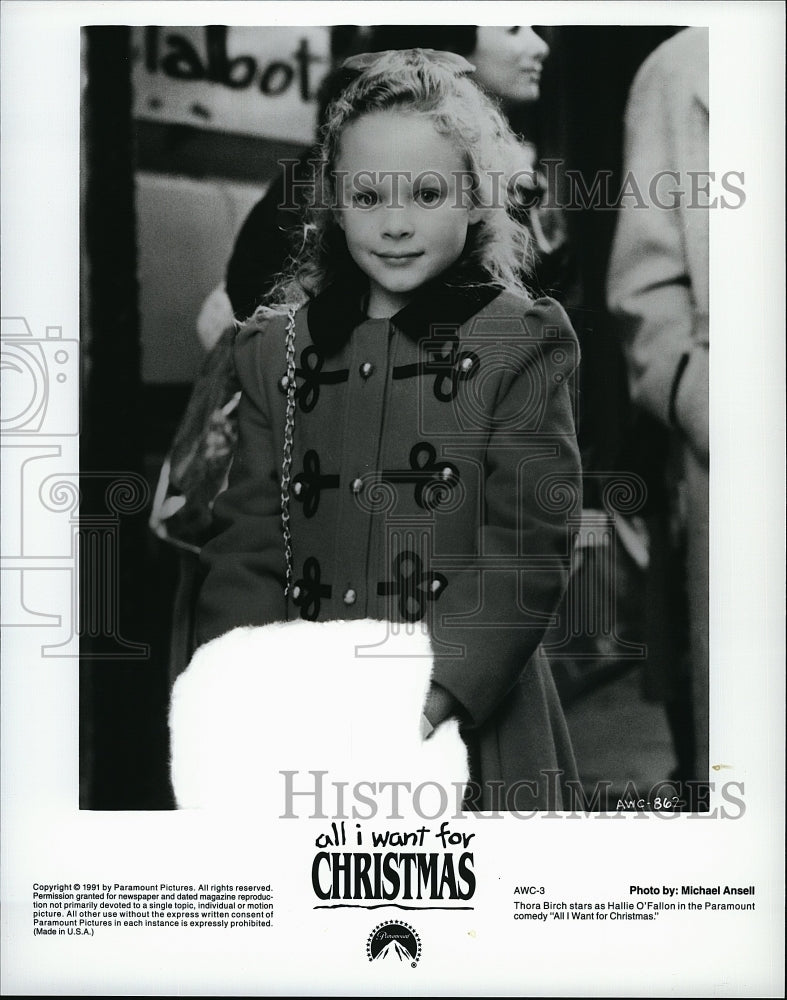 1991 Press Photo  &quot;All I Want for Christmas&quot; starring Thora Birch- Historic Images