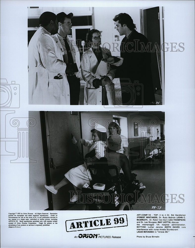 1992 Press Photo  John McGinley Ray Liotta Forest Whitaker Article 99- Historic Images