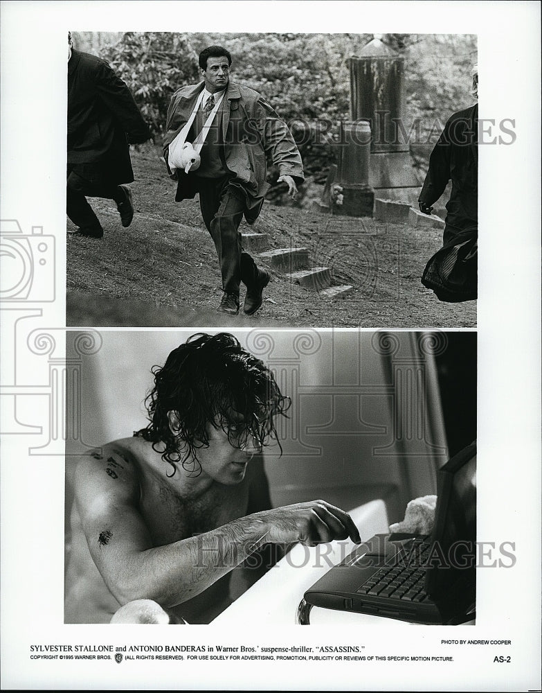 1995 Press Photo Sylvester Stallone Actor Antonio Banderas Assassins Movie- Historic Images