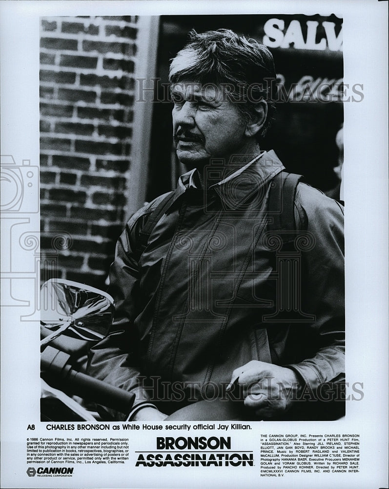 1986 Press Photo Charles Bronson American Actor Assassination Action Movie Film- Historic Images