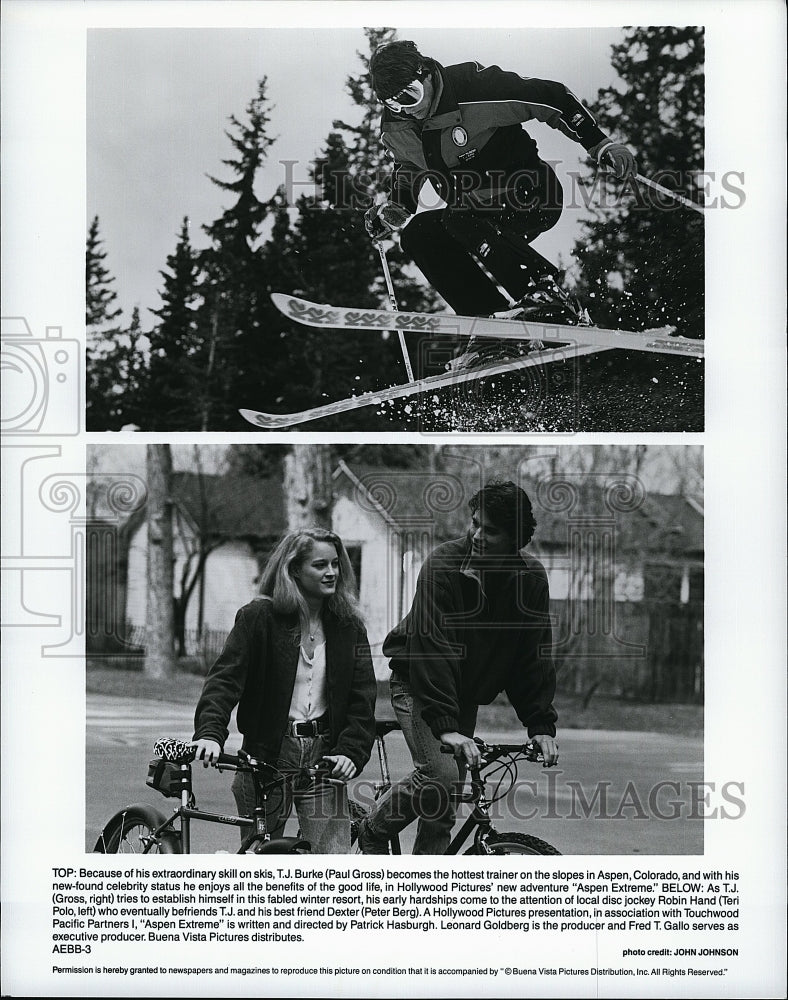 1993 Press Photo Actor Paul Gross &amp; Peter Berg in &quot;Aspen Extreme&quot;- Historic Images