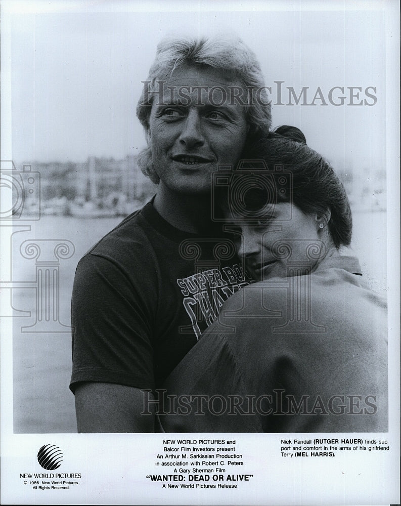 1986 Press Photo &quot;Wanted: Dead or Alive&quot; Rutger Hauer &amp; Mel Harris- Historic Images