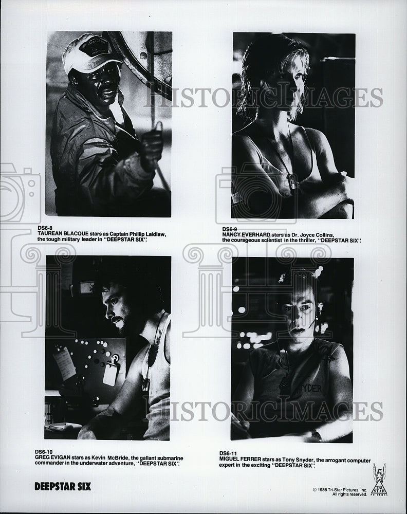 1988 Press Photo Taurean Blacque, Nancy Everhard, Greg Evigan, Miguel Ferrer- Historic Images