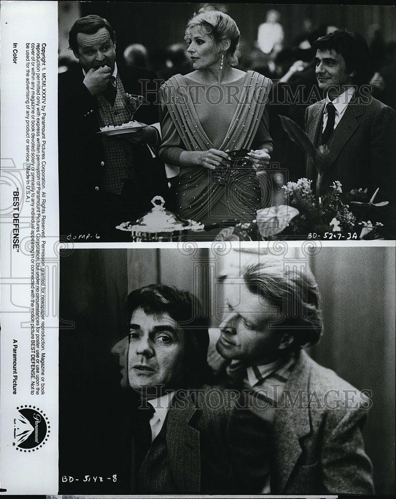 1984 Press Photo Dudley Moore Actor George Dzundza David Rasche Best Defense- Historic Images