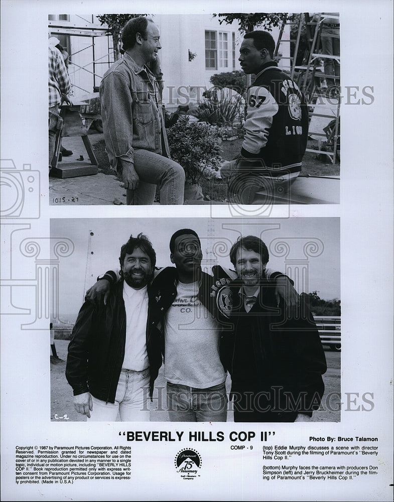 1987 Press Photo Director Tony Scott, E. Murphy &quot;Beverly Hills Cop II&quot;- Historic Images