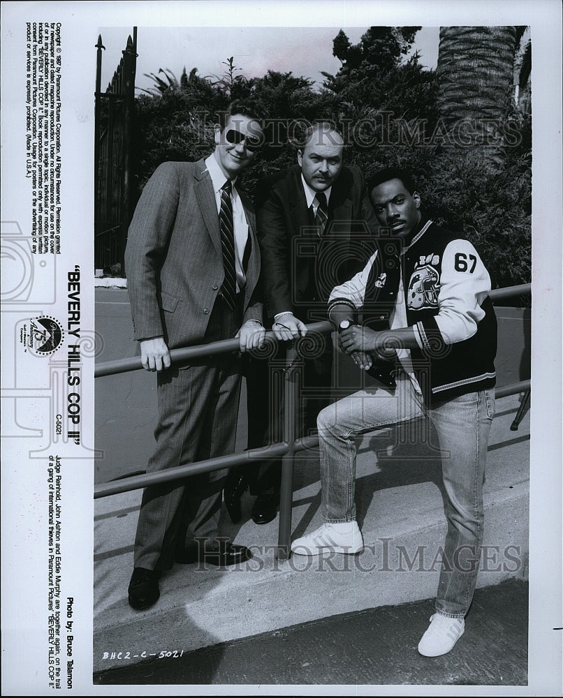 1987 Press Photo Judge Reinhold John Ashton Eddie Murphy Beverly Hills Cop II- Historic Images