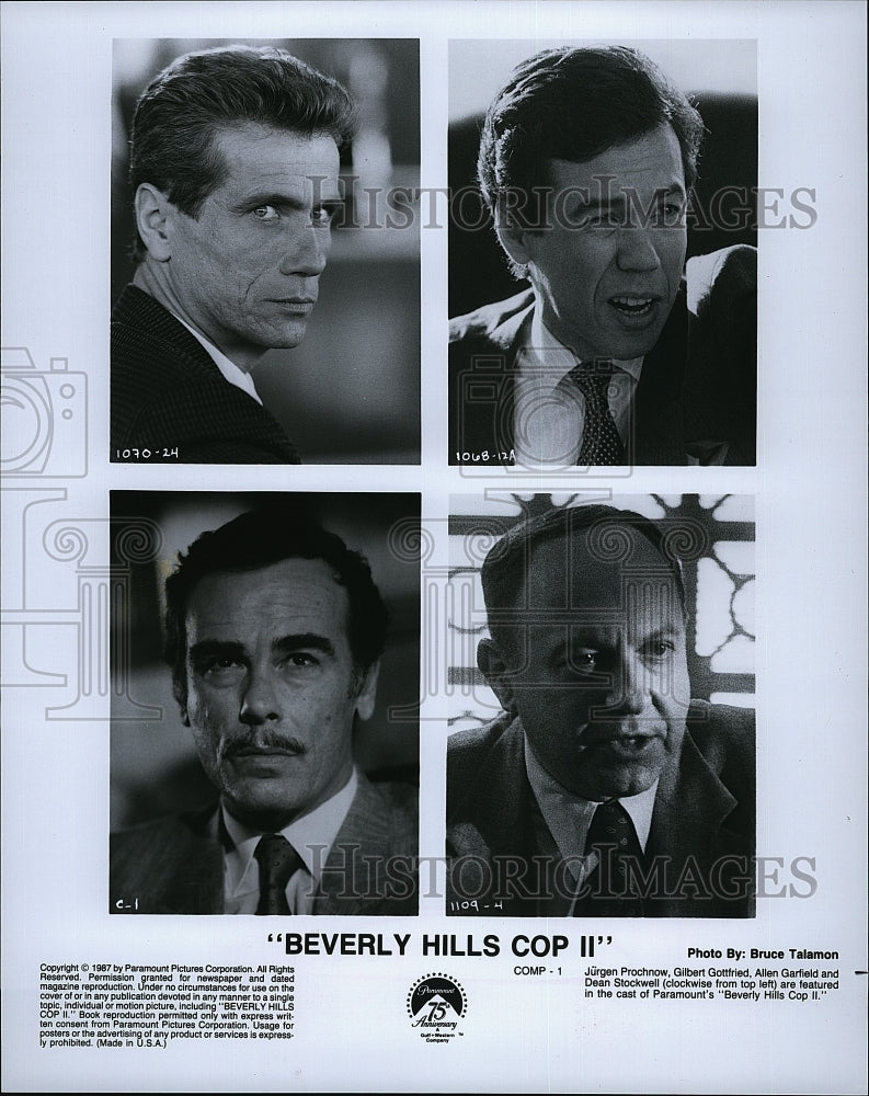 1987 Press Photo Jurgen Prochnow Gilbert Gottfried Allen Garfield Dean Stockwell- Historic Images