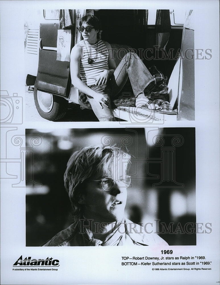 1988 Press Photo &quot;1969&quot; Robert Downey Jr, Keifer Sutherland- Historic Images