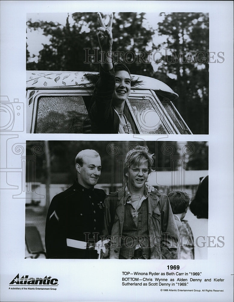 1988 Press Photo &quot; 1969&quot; Winona Ryder, Chris Wynne, Keifer Sutherland- Historic Images