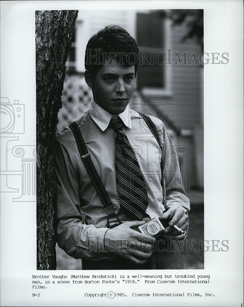 1985 Press Photo Matthew Broderick American Actor 1918 Drama Movie Film- Historic Images