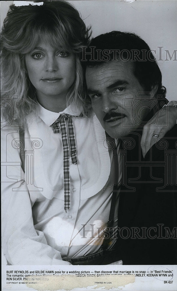 1982 Press Photo Goldie Hawn Actress Burt Reynolds Actor Best Friends Movie- Historic Images