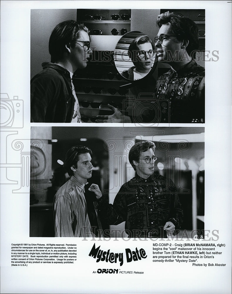 1991 Press Photo Brian McNamara and Ethan Hawke in "Mystery Date"- Historic Images