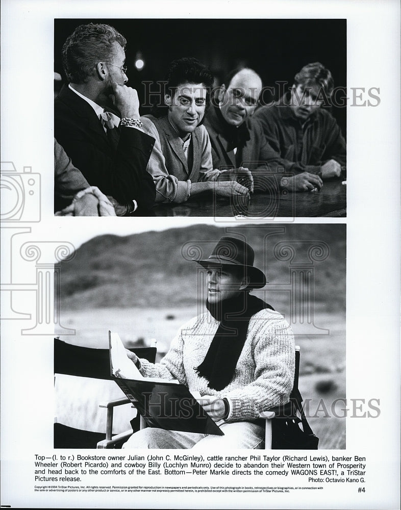 1994 Press Photo John C.McGinley, ichard Lewis and Lochlyn Munro in &quot;Wagon East&quot;
