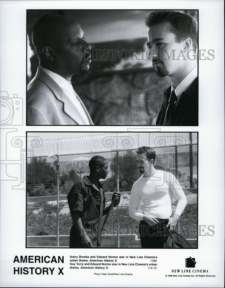 1998 Press Photo &quot;American History X&quot; Avery Brooks, Edward Norton, Guy Torry- Historic Images