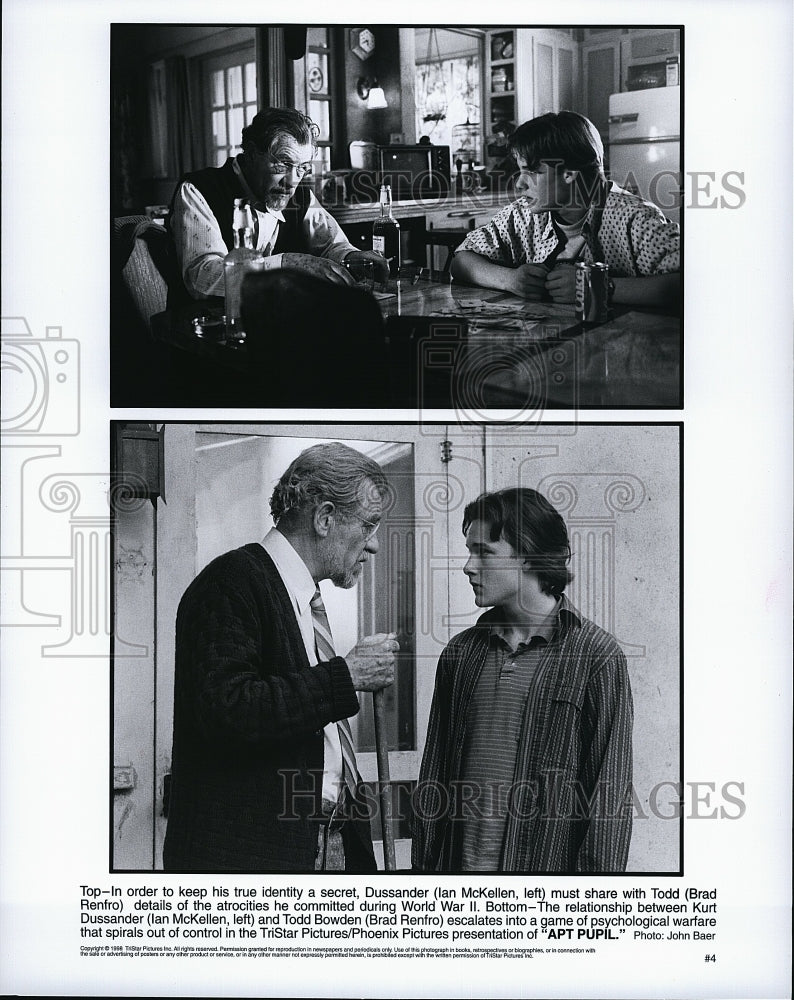 1998 Press Photo Actors Ian McKellen and Brad Renfro in "Apt Pupil"- Historic Images