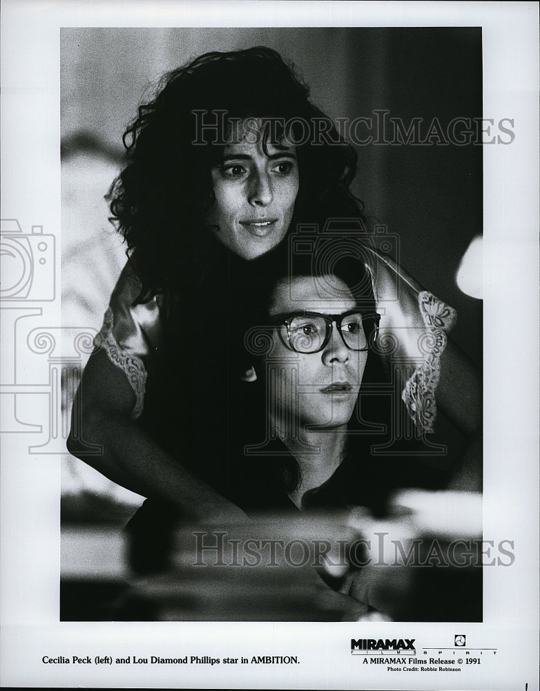 1991 Press Photo &quot;Ambition&quot; Cecillia Peck, Lou Diamond Phillips- Historic Images