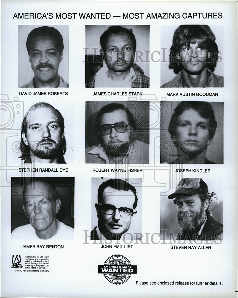 1990 Press Photo America&#39;s Most Wanted-Most amazing captures in Fox &quot;Wanted&quot;. - Historic Images