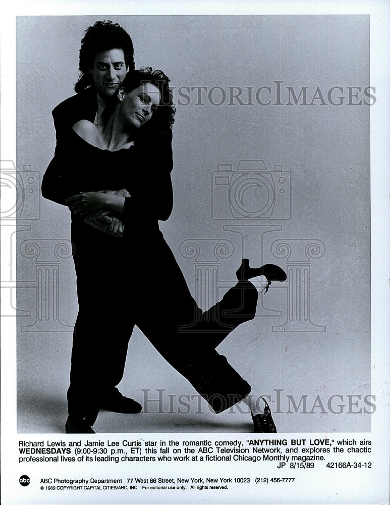 1989 Press Photo Richard Lewis and Jamie Lee Curtis in &quot;Anything But Love&quot;- Historic Images