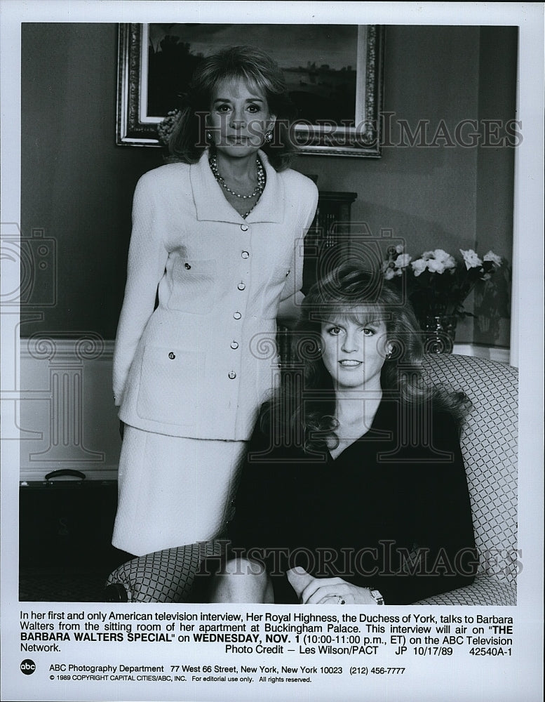 1989 Press Photo Royal Highness Duchess of York with Barbara Walters- Historic Images