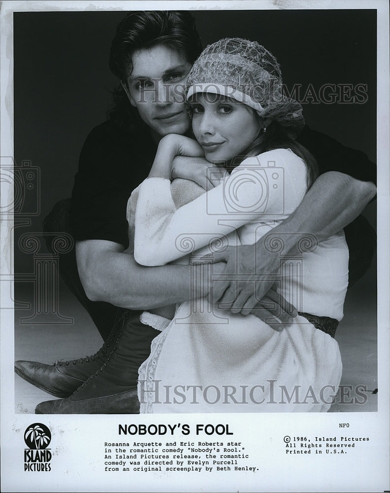 1986 Press Photo Rosanna Arquette and Eric Roberts in &quot;Nobody&#39;s Fool&quot;- Historic Images