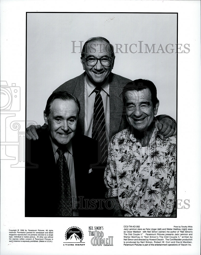 1998 Press Photo Jack Lemmon  &amp; Walter Matthau star in &quot;The Odd Couple II&quot; - Historic Images