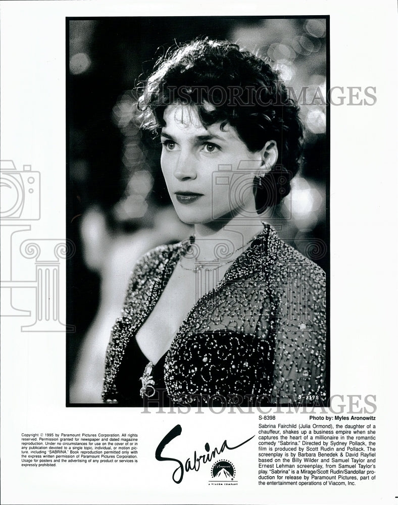 1995 Press Photo Julia Ormond &quot;Sabrina&quot;- Historic Images